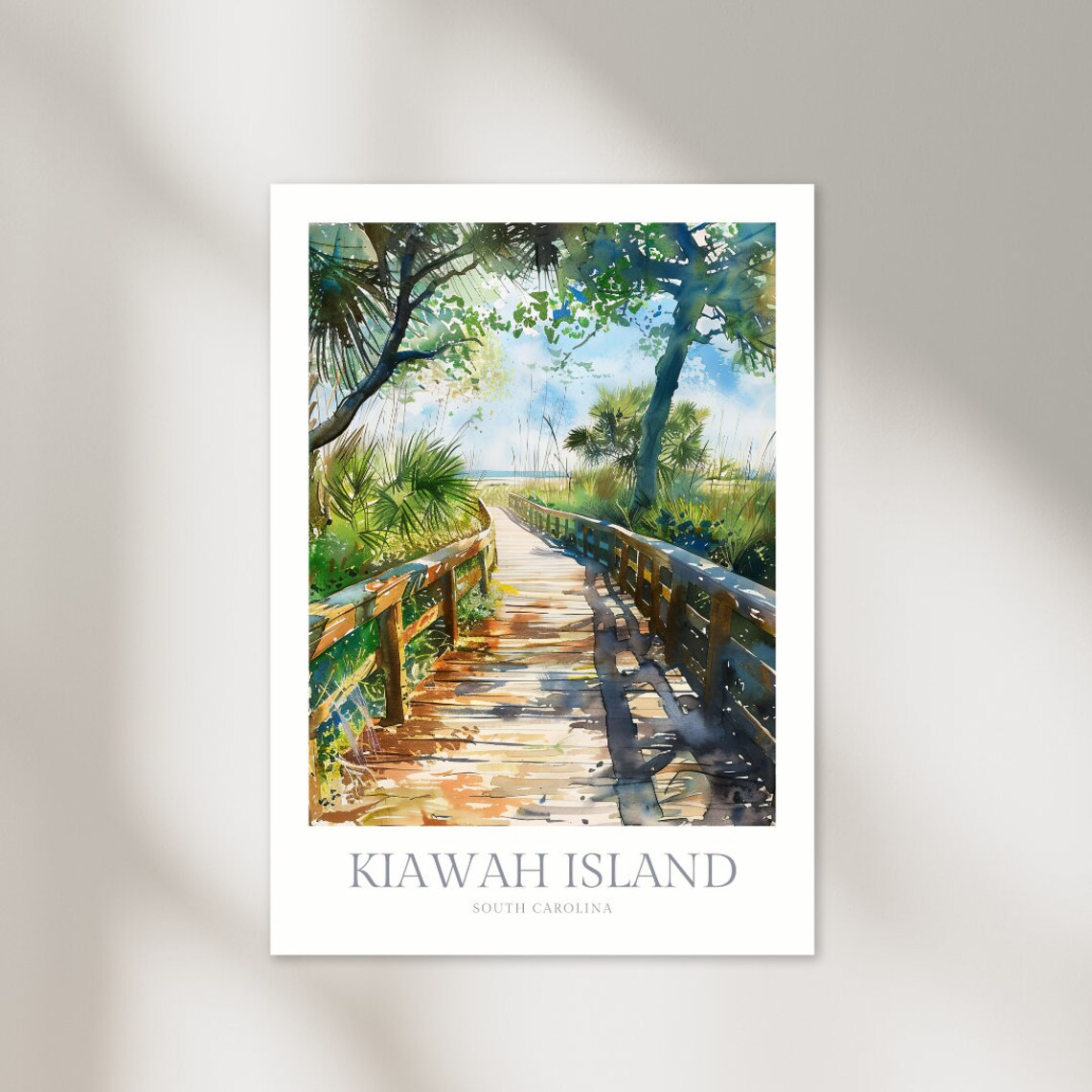 Kiawah Island Watercolor Travel Poster, South Carolina