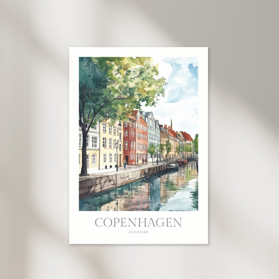 Copenhagen Denmark Watercolor Travel Poster
