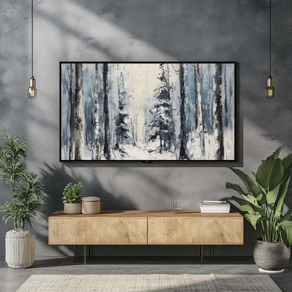Winter Forest Vintage Frame Tv Art For Frame Tv Vintage Oil Painting Instant Frame Tv Art Winter Landscape Painting Tv Art