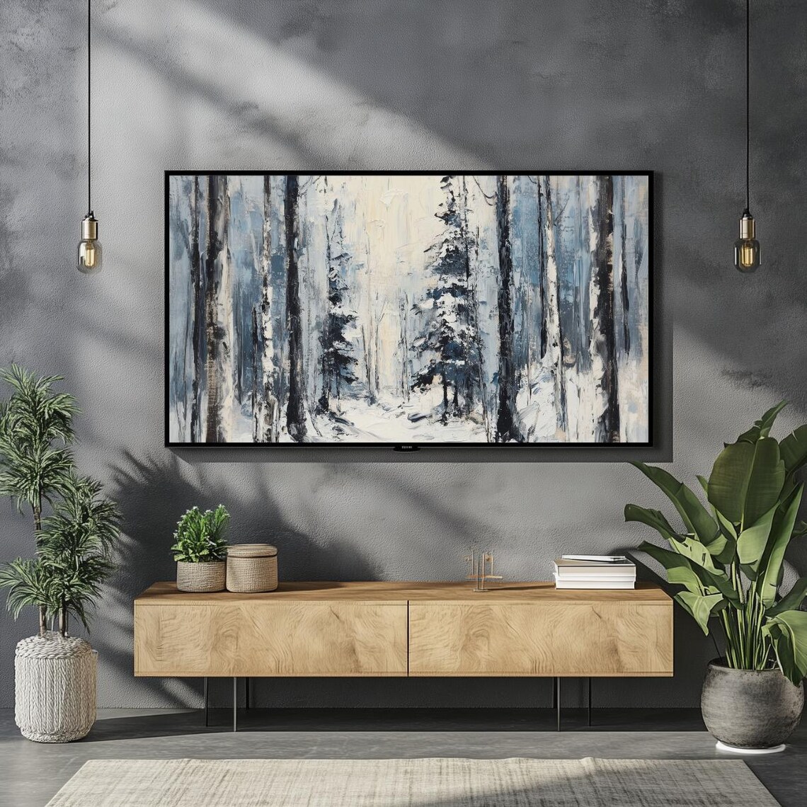 Winter Forest Vintage Frame Tv Art For Frame Tv Vintage Oil Painting Instant Frame Tv Art Winter Landscape Painting Tv Art