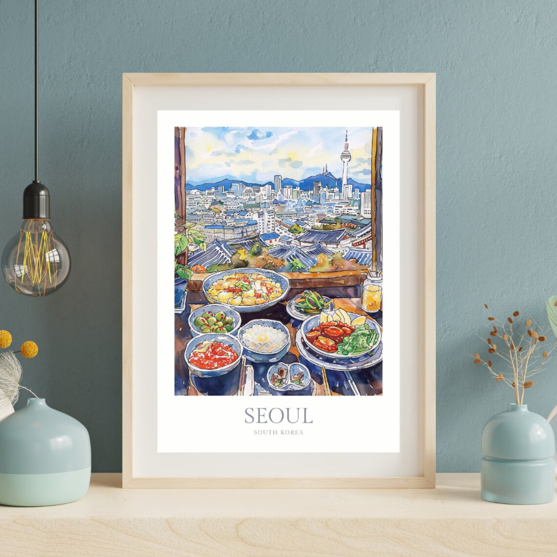 Seoul South Korea Watercolor Travel Poster, Art Print - Image 2