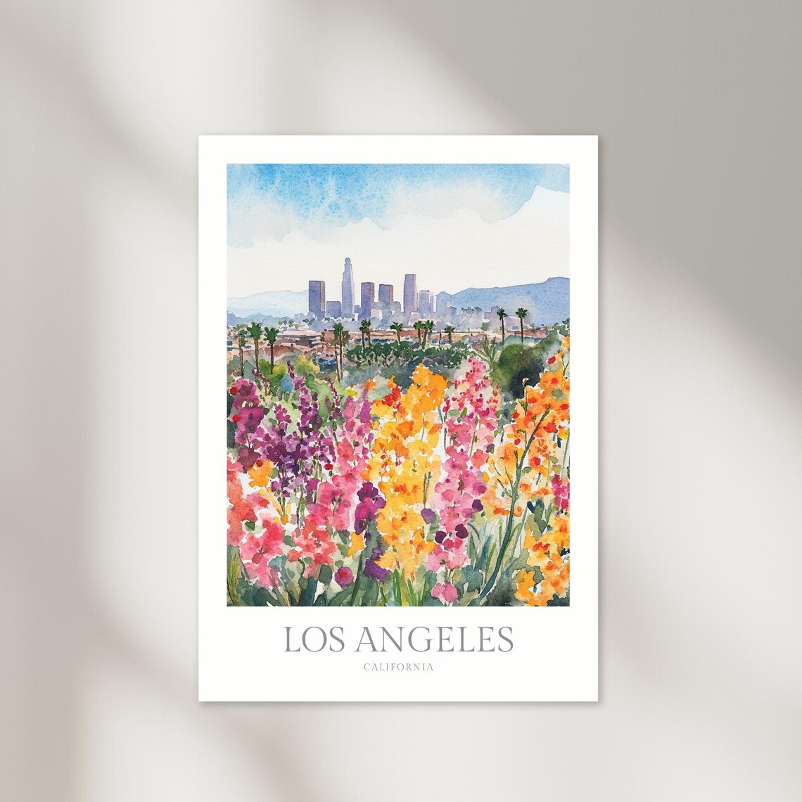 Los Angeles California Watercolor Poster Print