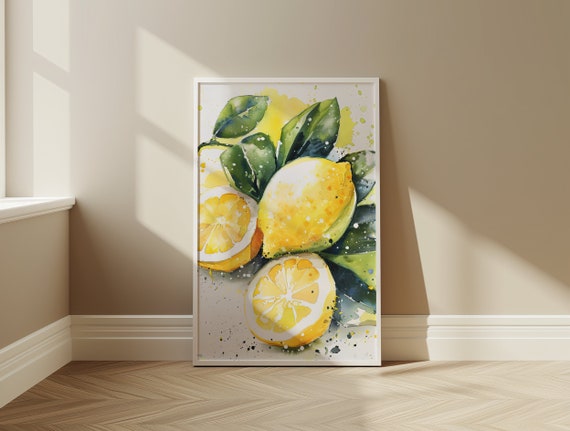 Fresh Lemons Watercolor Painting Wall Art Lemons Home Decor Lemon Poster Lemon Print Poster Gift