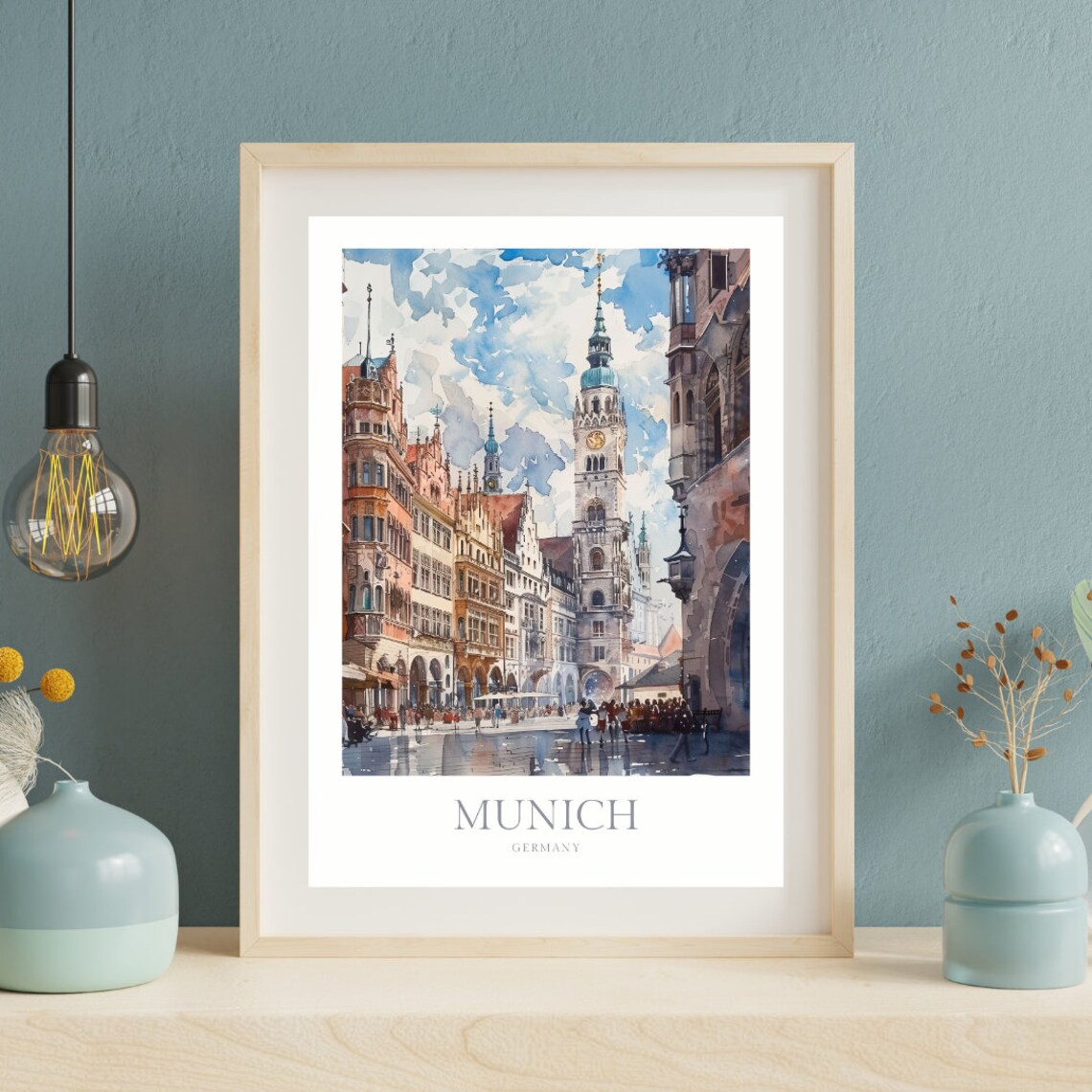 Munich Germany Watercolor Travel Poster, Wall Art - Image 2