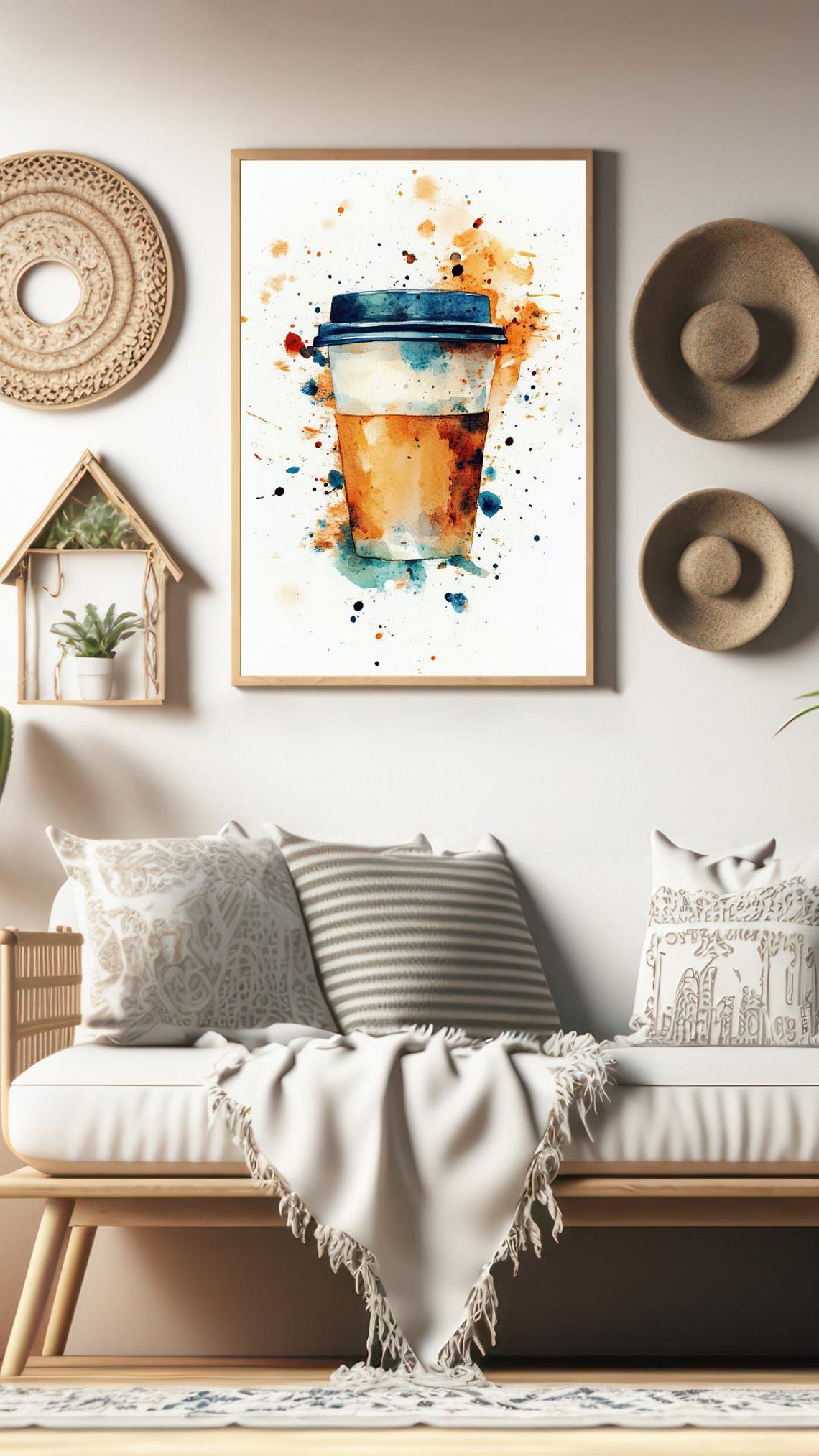 Take Away Coffee Cup Watercolor Splash Kitchen Cafe Art Print - Image 2