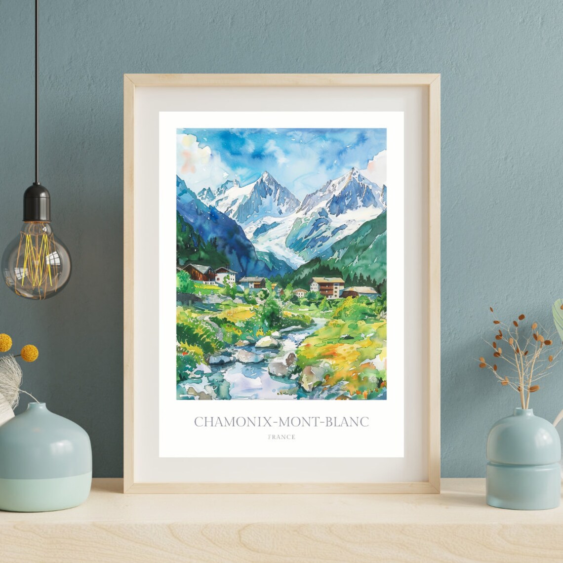 Chamonix Mont Blanc Watercolor Poster, French Alps - Image 2