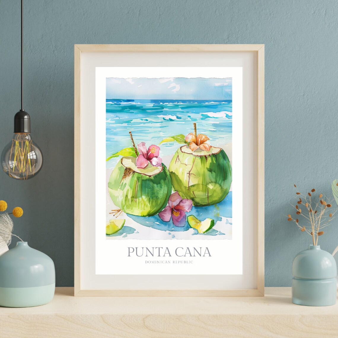 Punta Cana Dominican Republic Watercolor Travel Poster - Image 2