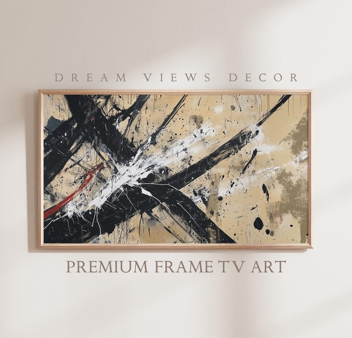 Black White Abstract Expressionism Bold Brushstrokes Modern Art Poster