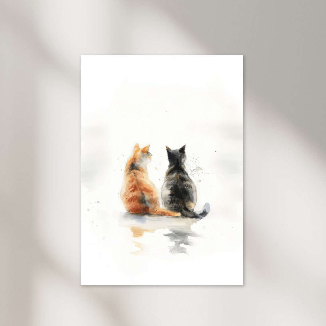 Funny Cats Watercolor Art Print Poster Drawing Wall Art Print Home Decor Meow Printing - Image 2