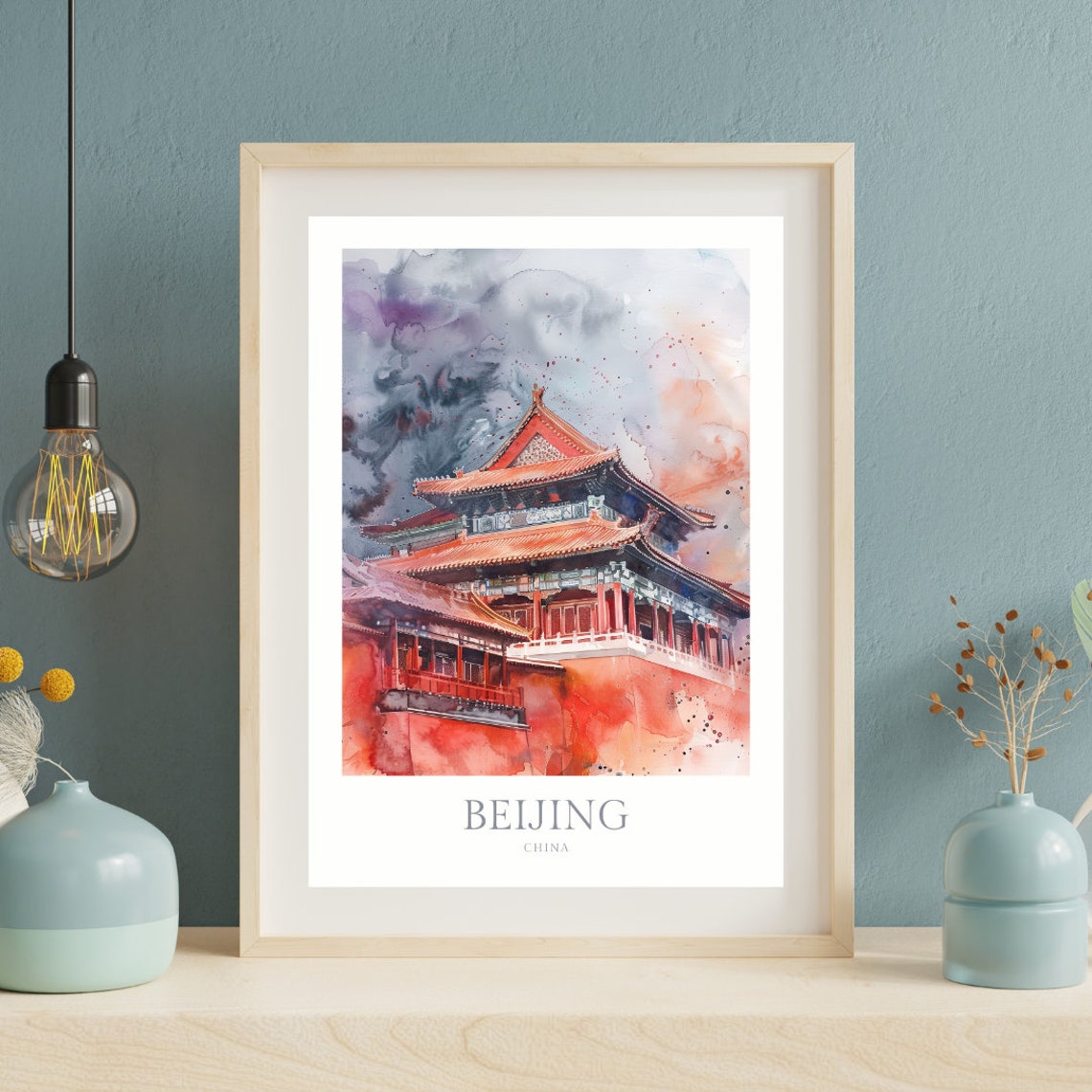 Beijing Forbidden City Red Palace Gate Watercolor Travel Poster - Image 2
