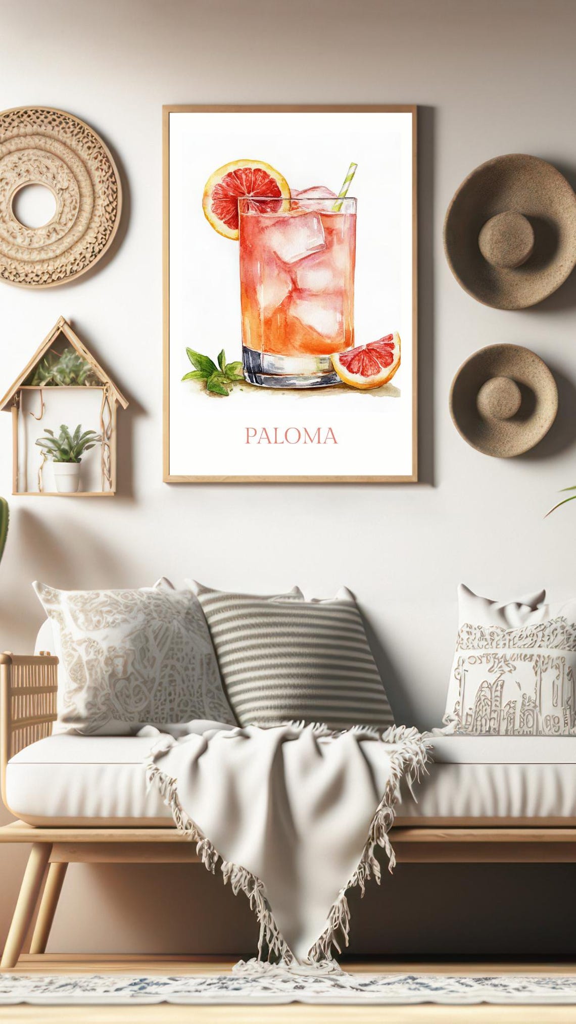 Paloma Cocktail Watercolor Grapefruit Drink Refreshment Art Print - Image 2