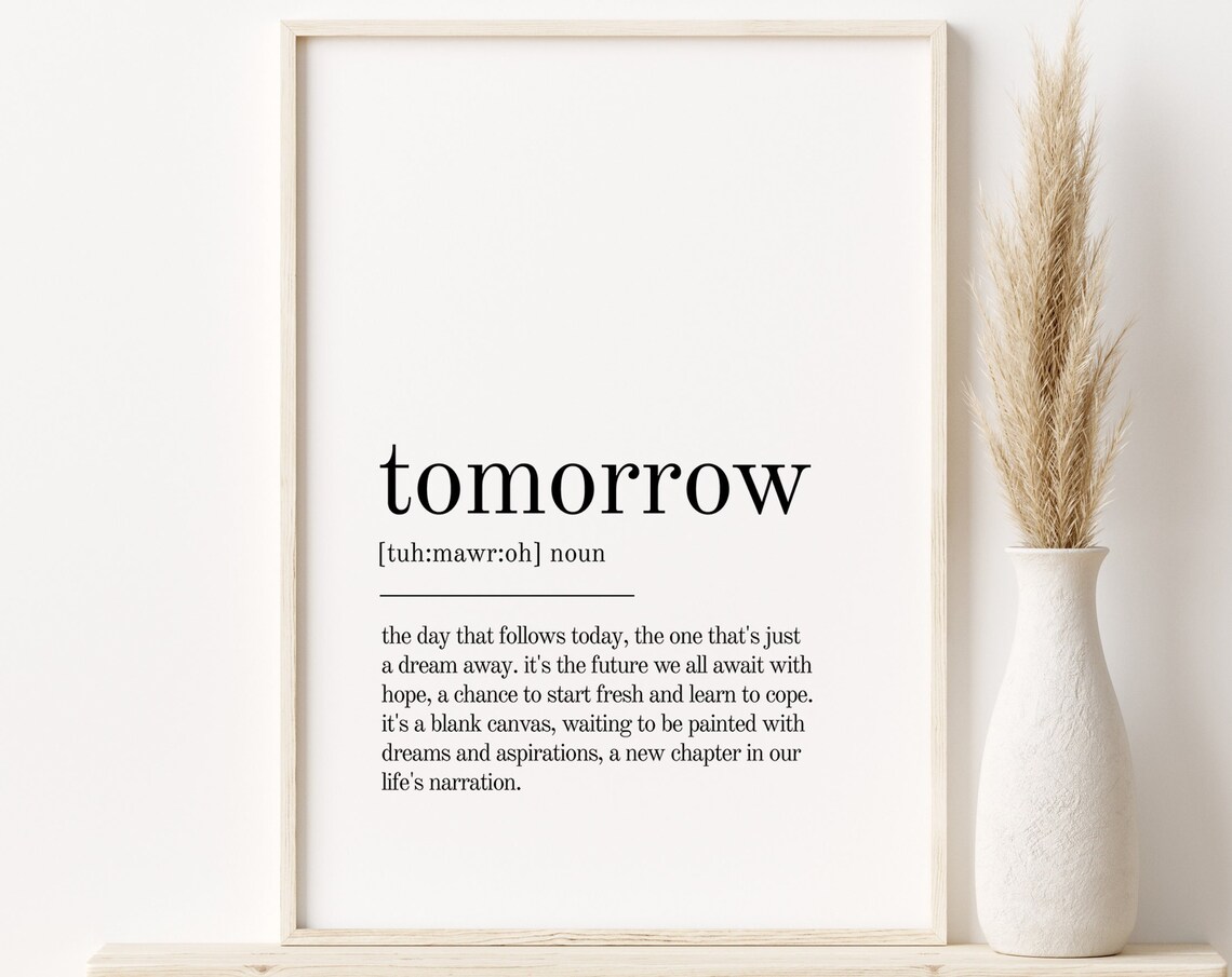 Tomorrow Definition, Minimalist Modern Art Print