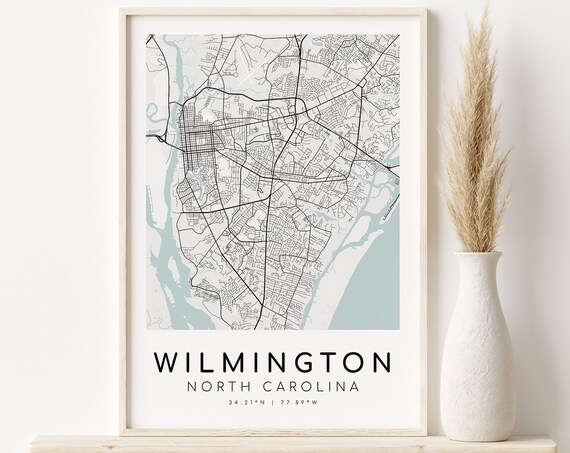 Wilmington City Map, North Carolina Minimalist Art Print