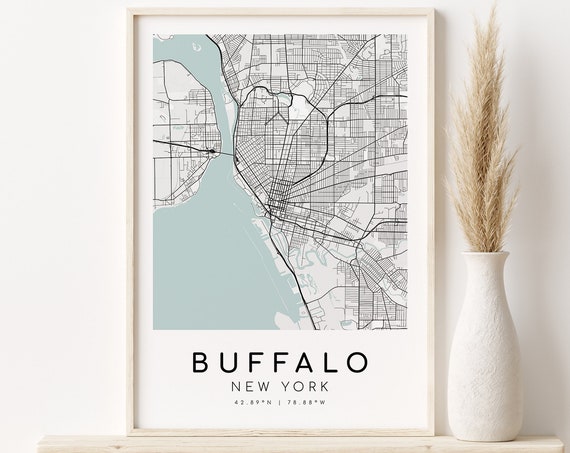 Buffalo New York USA Map, Minimalist Travel Poster