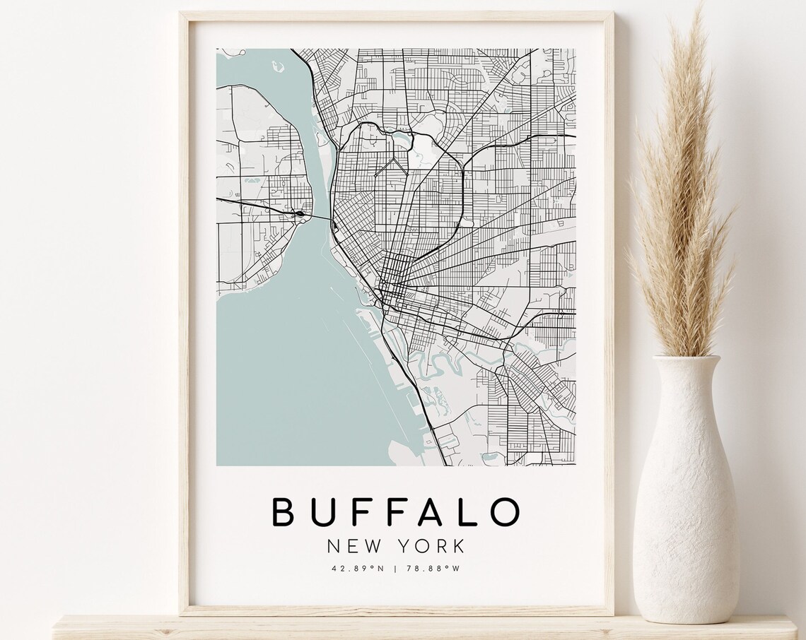 Buffalo New York USA Map, Minimalist Travel Poster