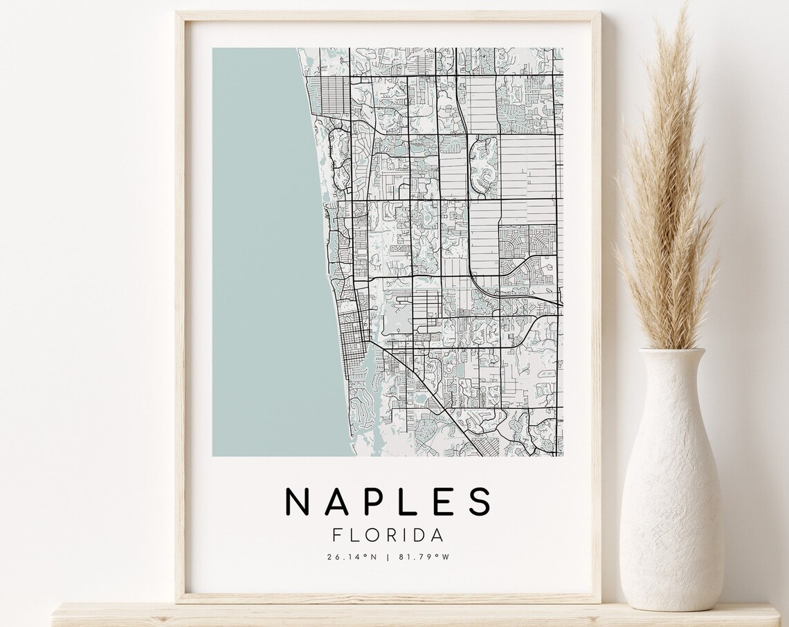 Naples Florida City Map Art Print, Minimalist