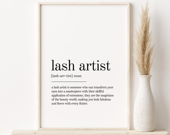 Lash Artist Definition Print, Minimalist Poster