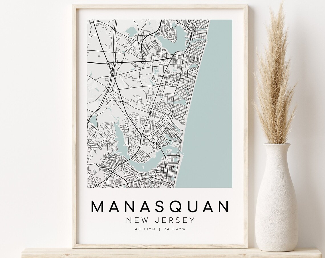 Manasquan New Jersey City Map Minimalist Art Print