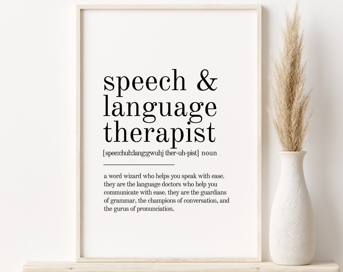 Speech Language Therapist Definition Print Gifts For Him Personalized Gift Wall Art Prints Last Minute Gift Instant