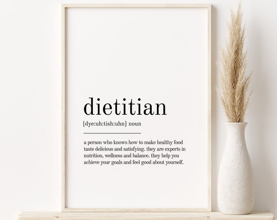 Dietitian Definition Print, Minimalist Self Love Poster