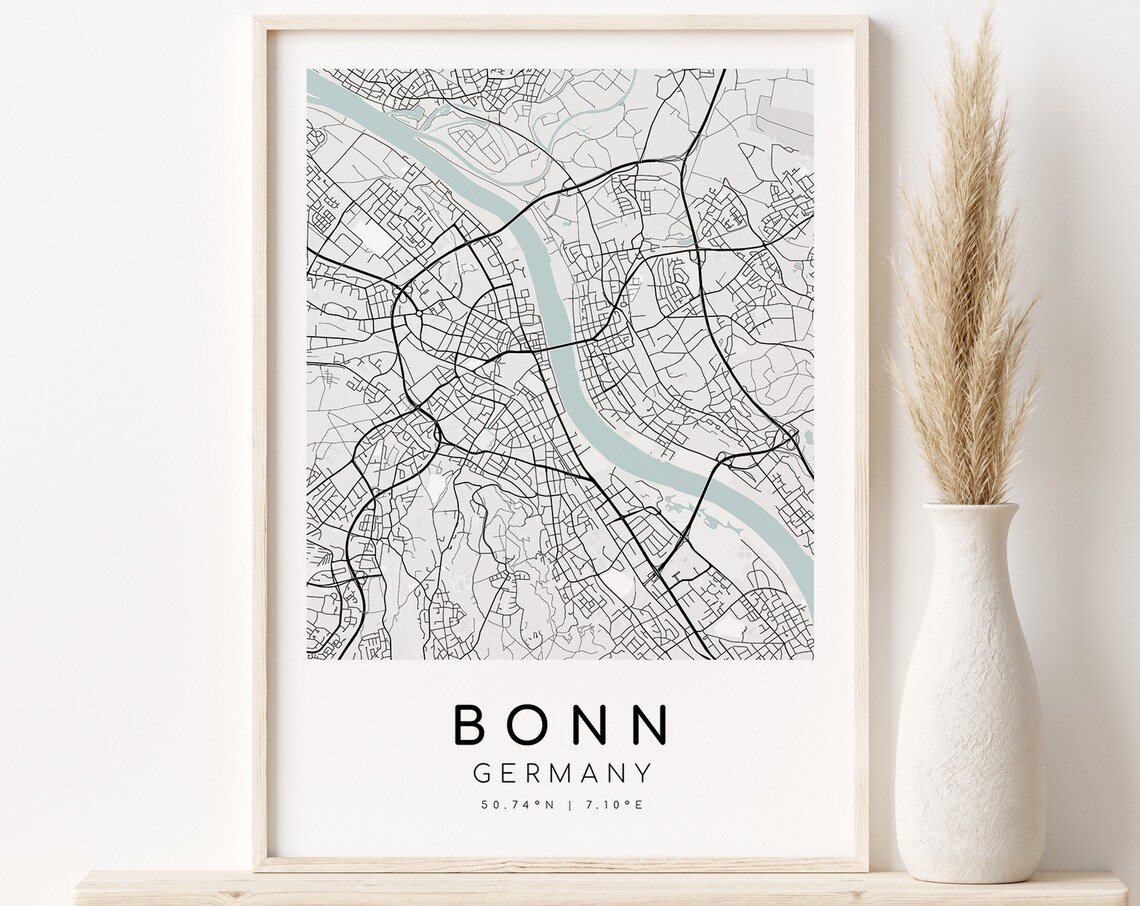 Bonn Germany City Map, Minimalist Travel Poster
