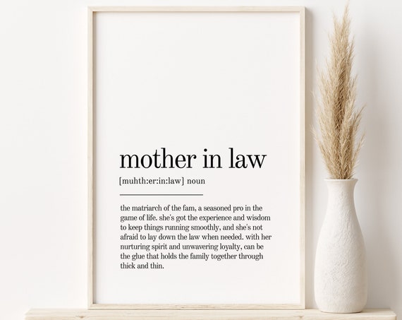 Mother In Law Definition Print, Minimalist Modern Wall Art