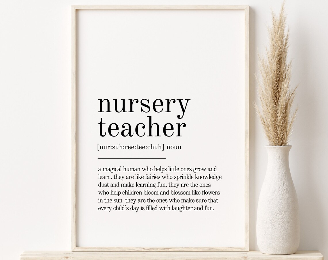 Nursery Teacher Definition Minimalist Modern Art Print