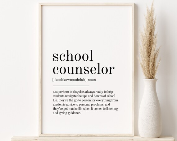 School Counselor Dictionary Definition Minimalist Typography Gift Poster