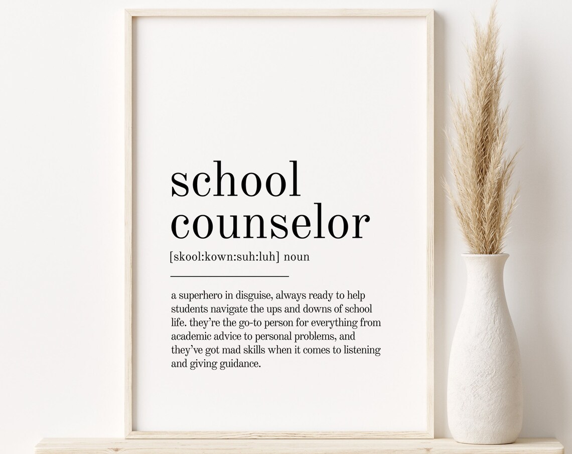 School Counselor Dictionary Definition Minimalist Typography Gift Poster