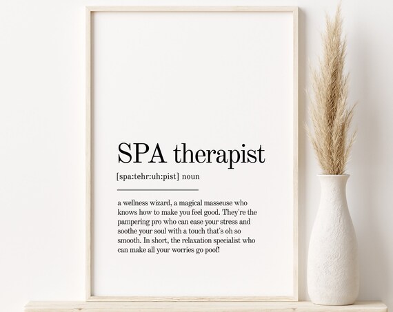 SPA Therapist Dictionary Definition Minimalist Typography Gift Poster