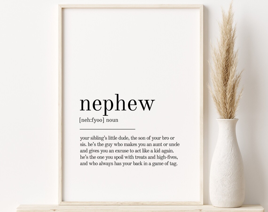 Nephew Definition Print, Minimalist Quote Wall Art