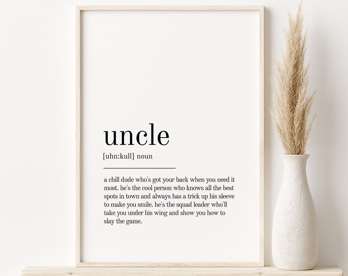 Uncle Definition Print, Minimalist Modern Art Print