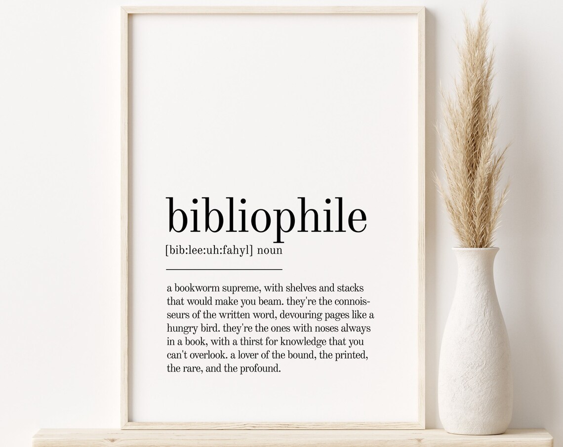Bibliophile Definition Quote Print, Minimalist Modern