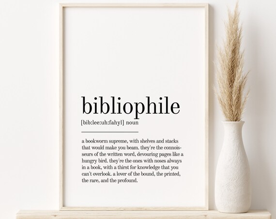 Bibliophile Definition Quote Print, Minimalist Modern