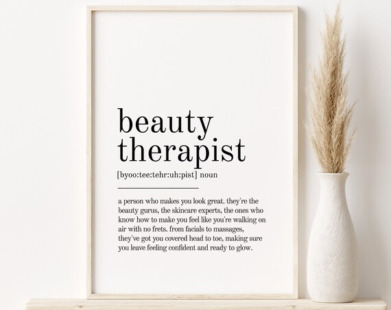 Beauty Therapist Definition Minimalist Spa Appreciation Poster