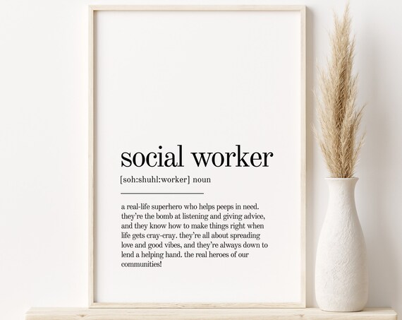 Social Worker Dictionary Definition Minimalist Typography Gift Poster