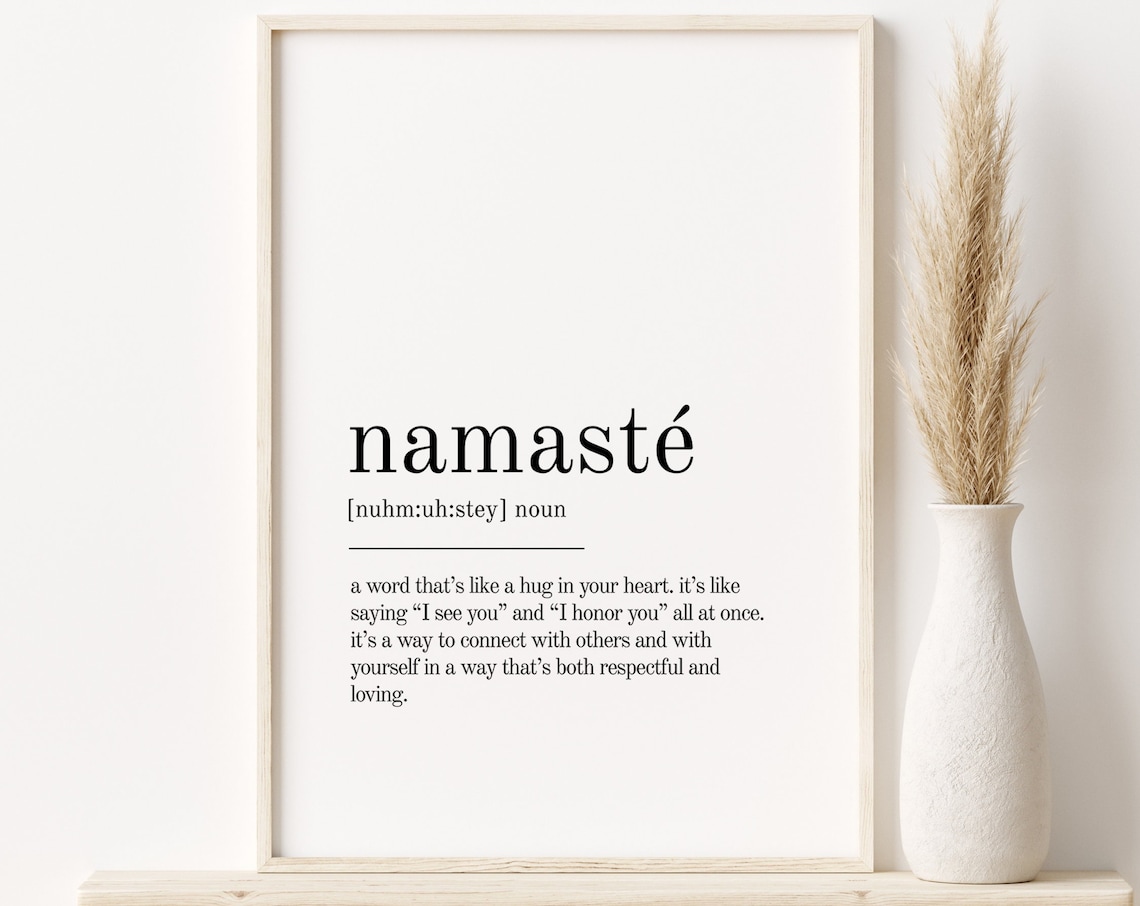 Namaste Dictionary Definition Yoga Meditation Studio Wall Poster