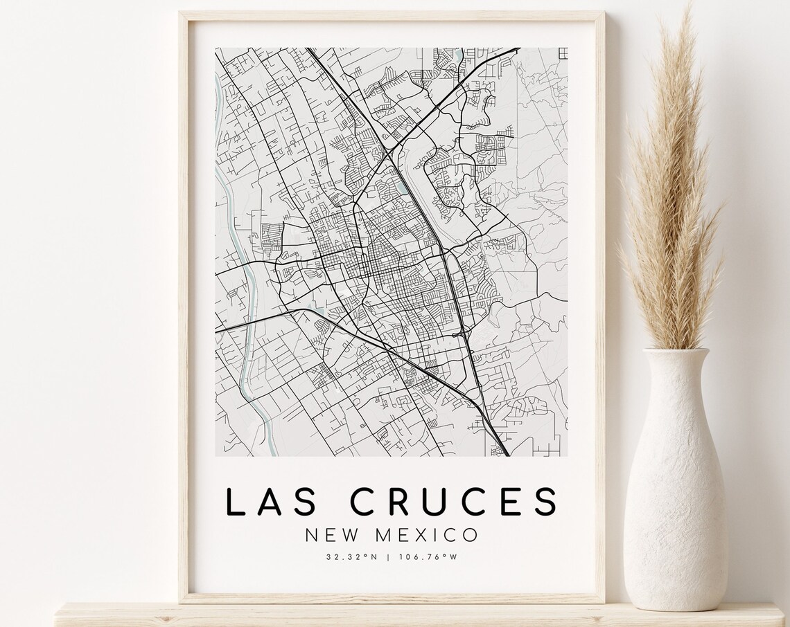 Las Cruces New Mexico City Street Map Minimalist Modern Travel Poster