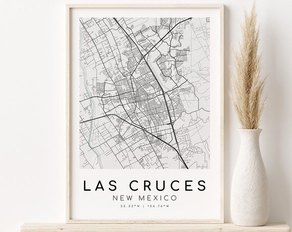 Las Cruces New Mexico City Street Map Minimalist Modern Travel Poster