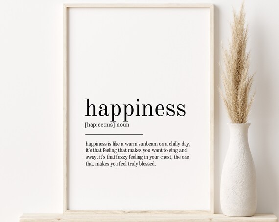Happiness Definition Dictionary Typography Warm Sunbeam Poster