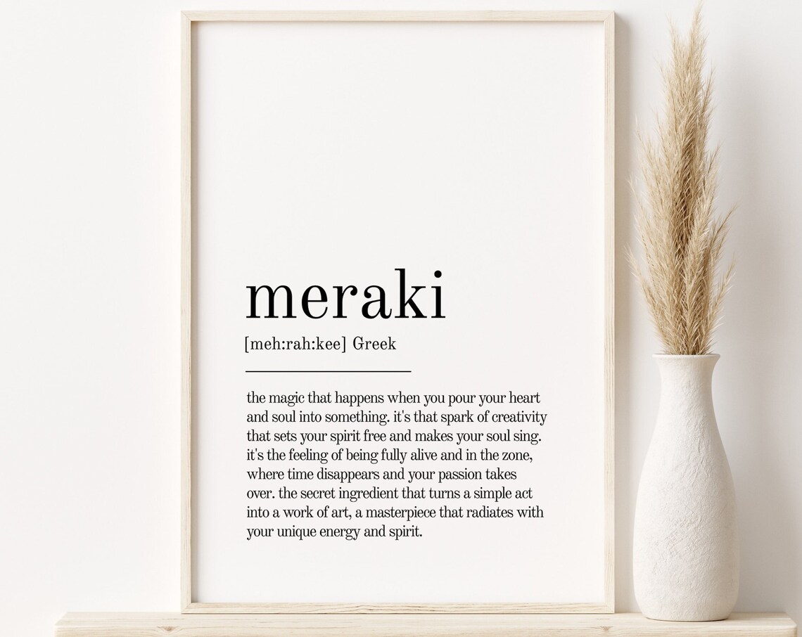 Meraki Definition Print, Minimalist Modern Art