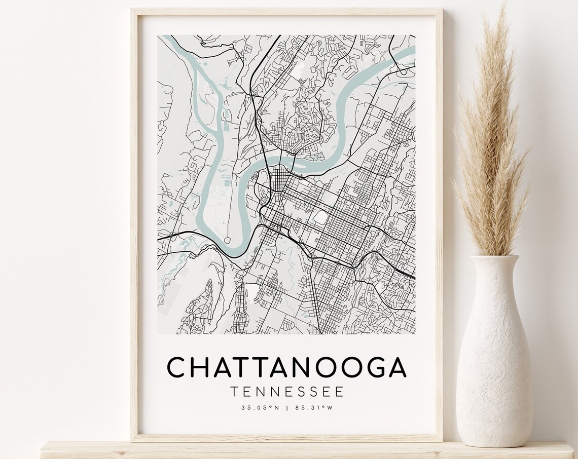 Chattanooga City Map, Tennessee Personalized Art Print