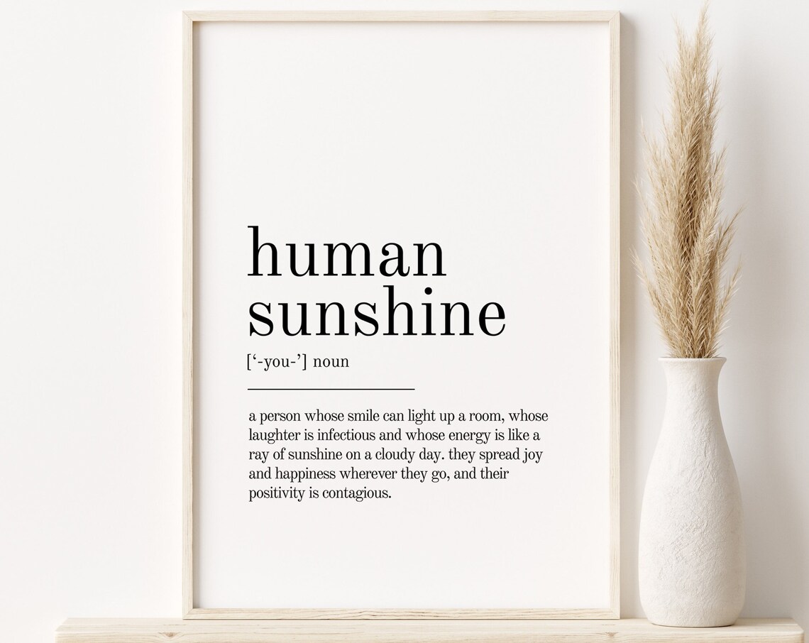 Human Sunshine Definition Print, Minimalist Poster
