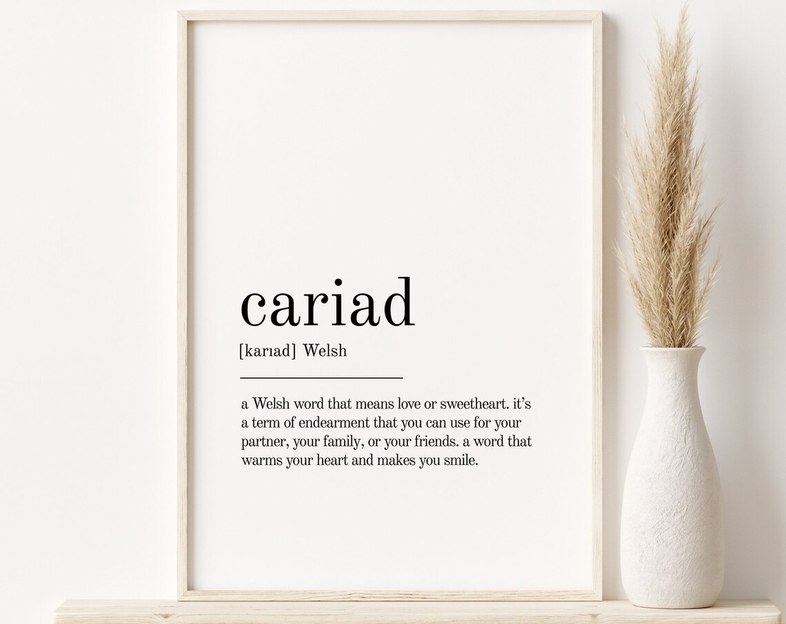 Cariad Dictionary Definition Minimalist Typography Gift Poster