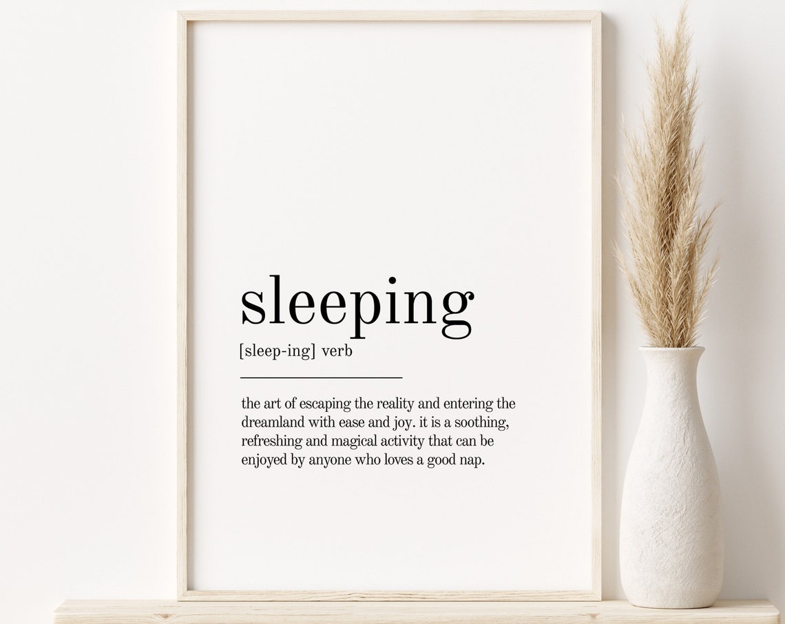 Sleeping Definition Dictionary Typography Funny Bedroom Poster