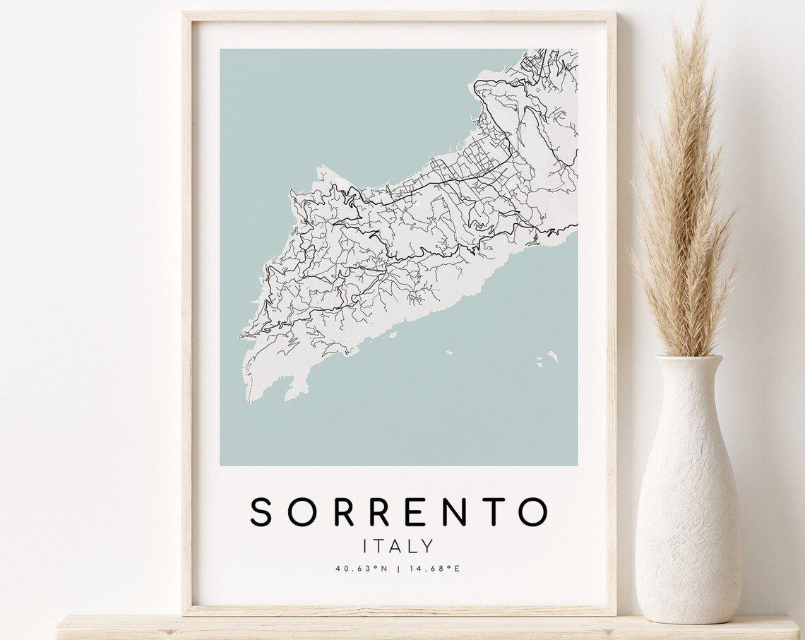 Sorrento Italy City Map Poster, Minimalist Travel Art