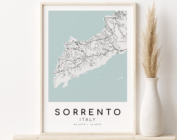 Sorrento Italy City Map Poster, Minimalist Travel Art