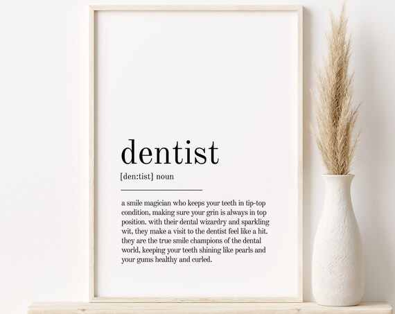 Dentist Definition Minimalist Modern Art Print