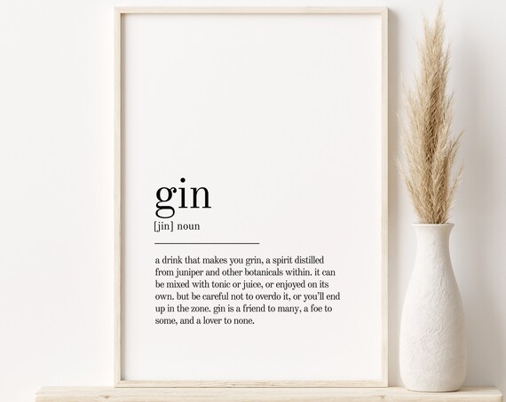 Gin Definition Dictionary Typography Juniper Spirit Cocktail Poster