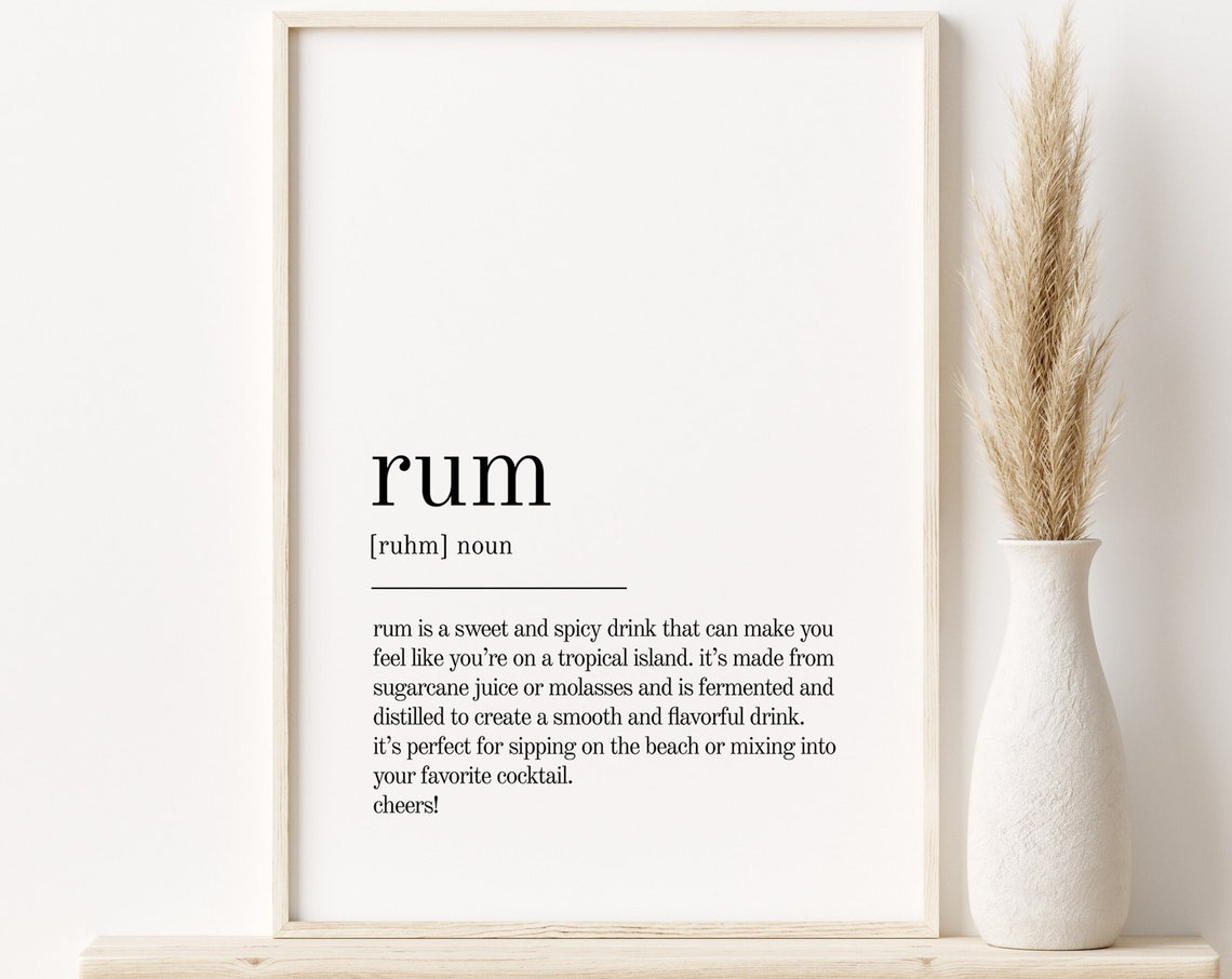 Rum Dictionary Definition Typography Minimalist Art Gift Poster
